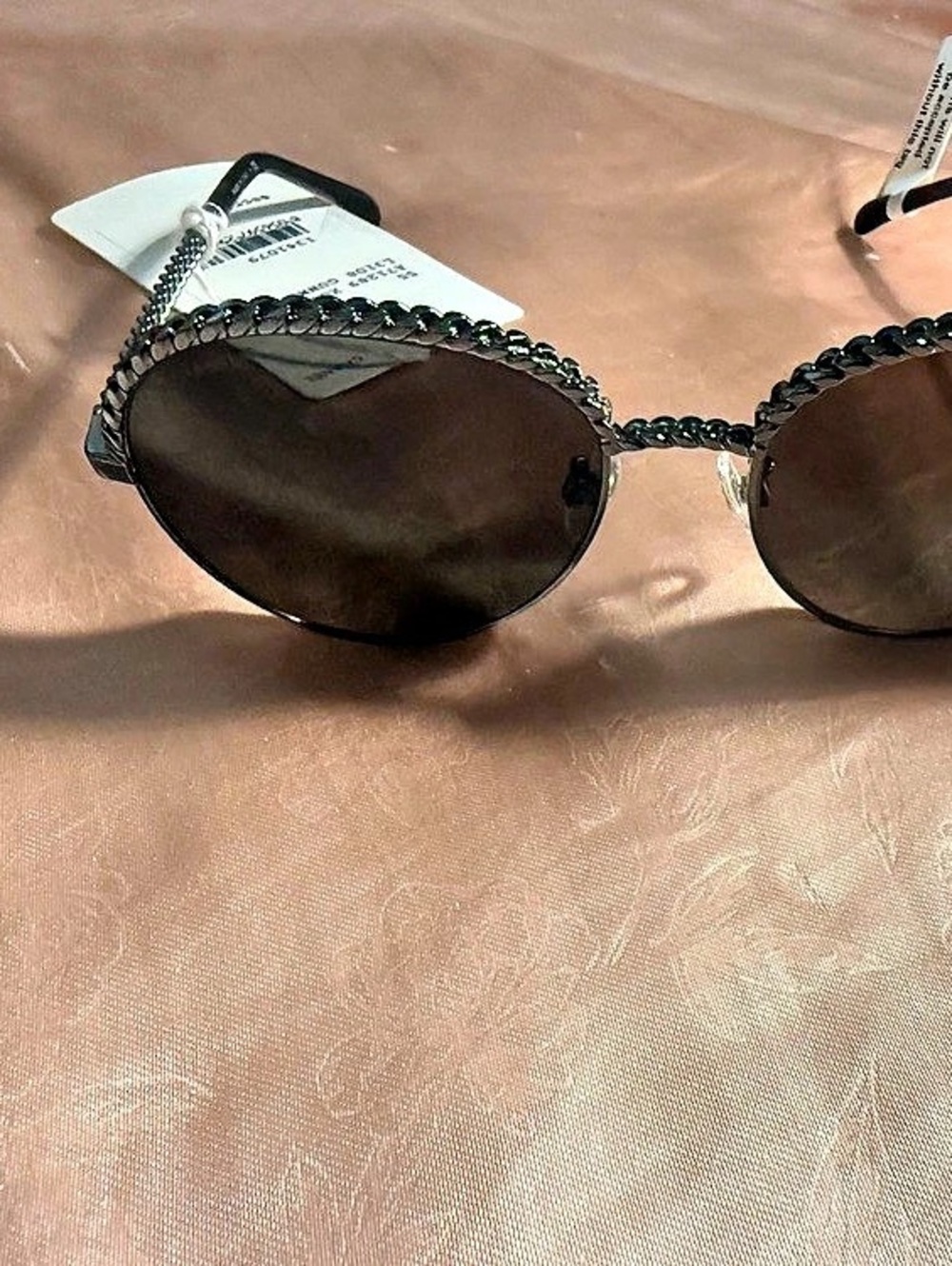 Chanel Round Chain Sunglasses 4242 Sunglasses Black & Silver